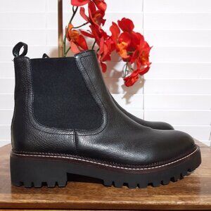 water proof Caslon black leather lugged Chelsea boots size 8M